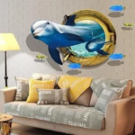 Miico Creative 3D Dolphin Window Sea Fishes PVC Removable Home Room Decorative Wall Decor Sticker