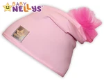 Baby Nellys Bavlněná čepička Tutu květinka ® - sv. růžová, 48-52, 2-8let