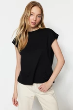 Trendyol Black 100% Cotton Low Sleeve Basic Knitted T-shirt