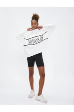 Koton Sports Sweatshirt Half Zipper Slogan Printed Oversize