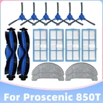 For Proscenic 850T Robotic Vacuum Spare Parts Main Roller Side Brush Hepa Filter Mop Cloth Rag Replacement Accessories Kits