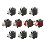 10Pcs PJ-201M 2.5mm Headphone Jack Female Mono 2.5mm 3Pin DIP Audio Headphone Socket Connector with Nut PJ201M