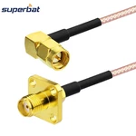 Superbat SMA Female 4 Hole Panel Mount to Male Right Angle Connector Pigtail Coaxial Cable RG316 15cm Wireless Wi-Fi Radios