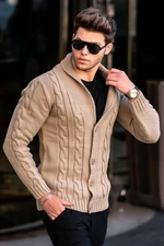 Madmext Camel-Knitted Cardigan 9053