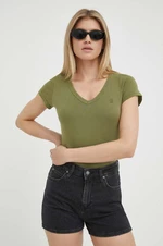 Bavlnené tričko G-Star Raw dámsky, zelená farba