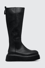 Kožené čižmy AGL MILAGROS BOOT dámske, čierna farba, na platforme, D751560PGKI0121013