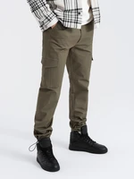 Ombre Men's pants with cargo pockets and leg hem - dark olive green Ombre Men's pants with cargo pockets and leg hem - dark olive green