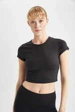 DEFACTO Crop Top Crew Neck Short Sleeve T-Shirt