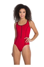 Dagi Women's Red Zipper Stripe Detail Thick Straps Swimming Swimsuit