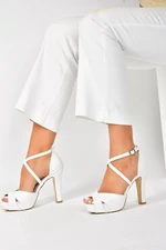 Fox Shoes Women's White Platform Thick Heeled Shoes