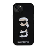 Karl Lagerfeld Liquid Silicone Karl and Choupette Heads Zadní Kryt pro iPhone 15 Plus Black