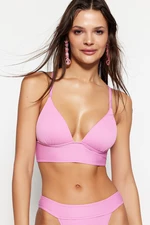 Trendyol Purple Triangle Push Up Textured Bikini Top