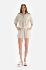 Dagi Beige Linen Shorts