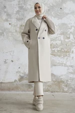 InStyle Libby Buttoned Pocket Cashew Coat - Ecru