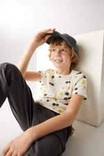 DEFACTO Boy Regular Fit Crew Neck Patterned Short Sleeve T-Shirt