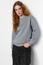 Trendyol Gray Thick Fleece Inside Regular/Normal fit Crew Neck Basic Knitted Sweatshirt