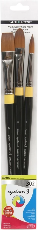 Daler Rowney System3 Acrylic Brush Stiff Synthetic Set de pensule