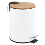Biały kosz na śmieci na pedał Wenko Tortona Bamboo, 3 l