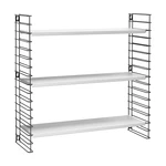 Czarny regał 3-poziomowy z białymi półkami Metaltex Libro, szer. 70 cm