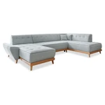 Jasnoszara rozkładana sofa w kształcie litery "U" Miuform Dazzling Daisy, prawostronna