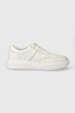Kožené sneakers boty Calvin Klein LOW TOP LACE UP TAILOR bílá barva, HM0HM01379