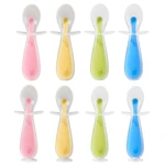 Baby Soft Silicone Training Spoon Suction Cup for Baby Weaning Dishwasher Safe