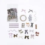 40 pcs /Pack Elegant Lace Ribbon Bow PVC Diary Notebook Stickers DIY Decorative Sealing Paste