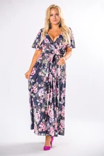 patterned maxi dress with an envelope neckline and a binding at the waist