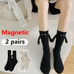 Epligg 3D Doll Cotton Sock 2 Pair Celebrity Couple Socks Creative Magnetic Suction Socks Hand In Hand Mid Tube Socks With Magnet