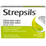 STREPSILS pastilky bez cukru citrón 24 pastiliek