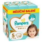 PAMPERS Premium Care plenky vel. 5, 11-16 kg měsíční balení 148 ks