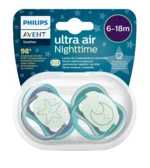 PHILIPS AVENT Šidítko Ultra air noční 6-18m chlapec 2 ks