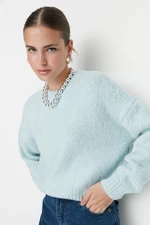 Trendyol Mint Wide Fit Měkký texturovaný základní pletený svetr