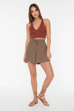 Trendyol Mink Relaxed Fit Normal Waist Crescent Knitted Shorts