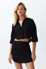 Trendyol Black Woven 100% Cotton Shirt Skirt Set