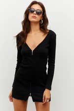 Cool & sexy dámské černé košilky na zip mini šaty