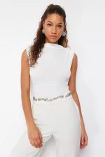Trendyol Bridal White Fitted Knitted Snap Body