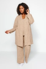Trendyol Curve Beige Soft Knitted Top and Bottom Set