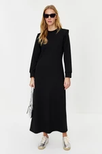 Trendyol Black Shoulder Detailed Plain Knitted Dress