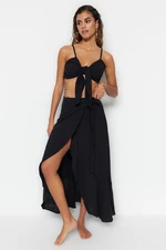 Trendyol Black Woven Slit Blouse and Skirt Set