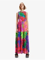 Purple-pink Women's Patterned Maxi-Dress with Necklines Desigual Sandall - Ladies Purple-pink Women's Patterned Maxi-Dress with Necklines Desigual Sandall - Ladies