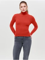 Orange women's ribbed turtleneck ONLY Karol - Women's