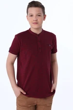 Boys' shirt with buttons, burgundy