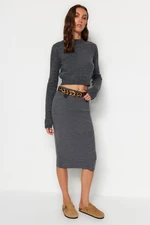 Trendyol Anthracite Midi Pencil Knitwear Skirt