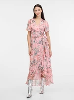 Růžové dámské květované zavinovací šaty Guess New Juna - Dámské