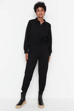 Trendyol Black Regular/Regular Fit Polo Collar, Thin, Knitted Tracksuit Set Trendyol Black Regular/Regular Fit Polo Collar, Thin, Knitted Tracksuit Set