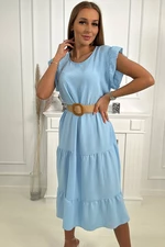 Modré šaty s volánikmi