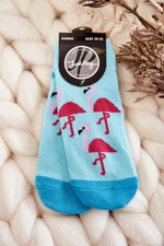 Youth socks with Three Flamingos pattern Light blue