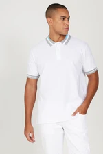 AC&Co / Altınyıldız Classics Men's White Slim Fit Slim Fit 100% Cotton Anti-roll Polo Neck T-Shirt.