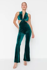 Trendyol Emerald Velvet Knot Detailed Jumpsuit